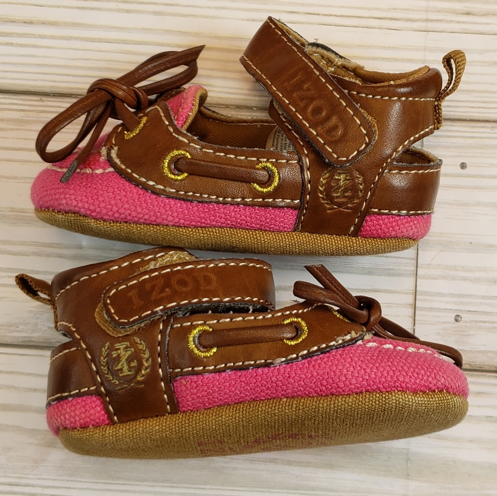 IZOD pink & brown baby girl shoes size 0